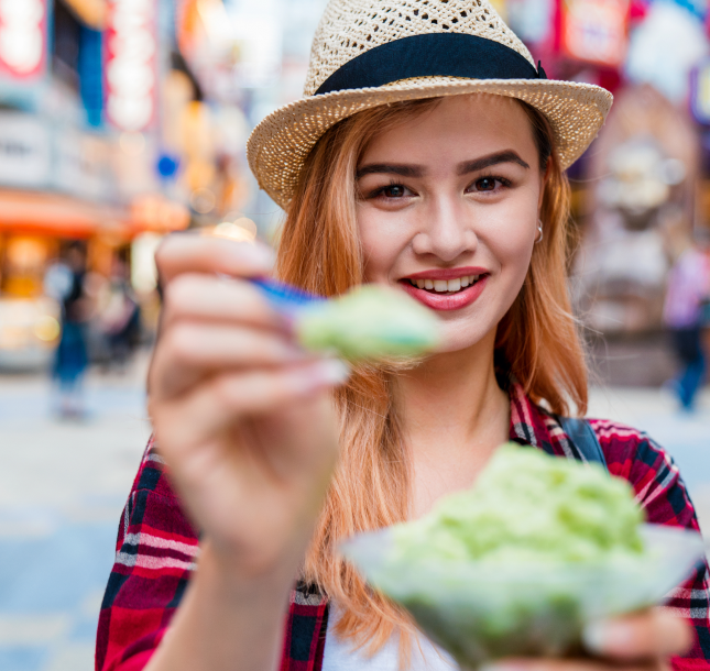 Blonde woman with ice-cream