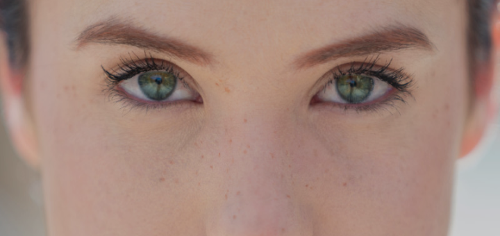 Woman wearing colored contact lenses