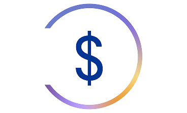 Kreisförmiges Symbol mit Dollarzeichen, das für Kostenaspekte oder Wirtschaftlichkeit steht.