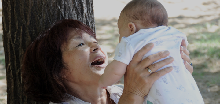 Woman holding baby