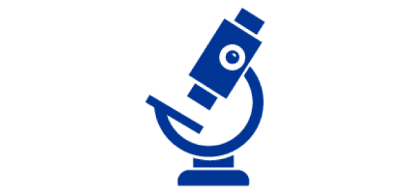Blue icon of a microscope