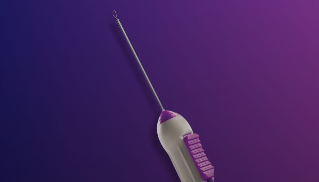 An image of the FINESSE Flex Loop. The device appears on a purple background.