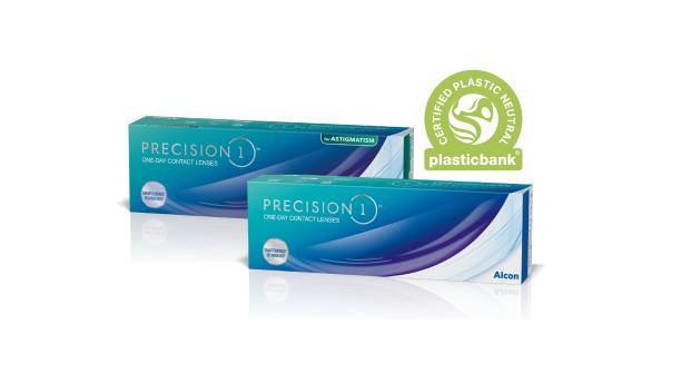 2 boxes of Precision1 contact lenses that are Certified Plastic Neutral by Plastic Bank