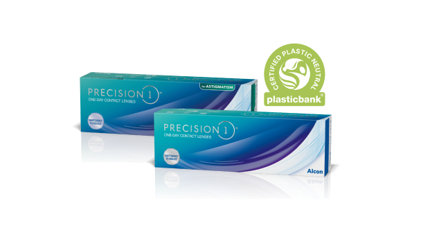 2 boxes of Precision1 contact lenses that are Certified Plastic Neutral by Plastic Bank