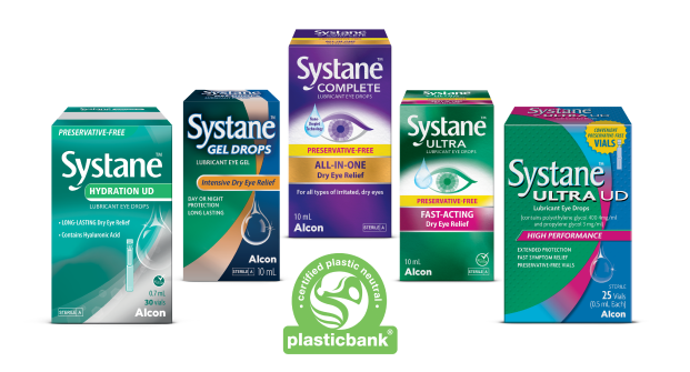 Systane eye care range that are Certified Plastic Neutral by Plastic Bank