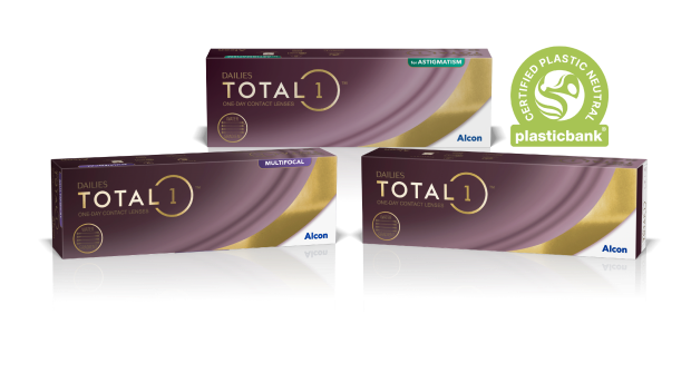 Total1 toric, multifocal and regular contact lenses that are Certified Plastic Neutral by Plastic Bank