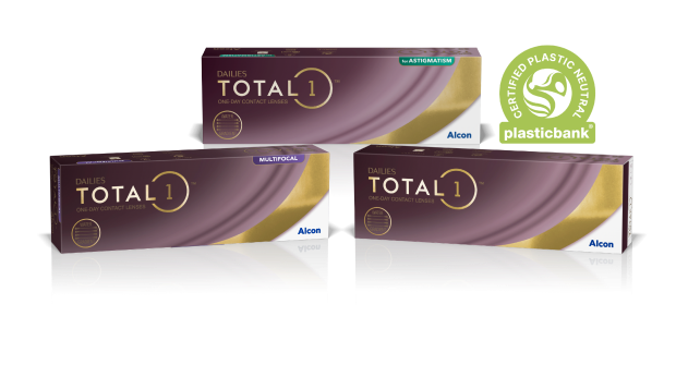 Total1 toric, multifocal and regular contact lenses that are Certified Plastic Neutral by Plastic Bank