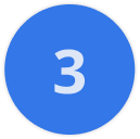 Blue circle with the number 3 in white