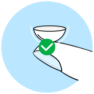 Graphic of preparation steps for contact lens inserting