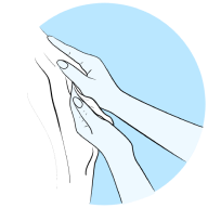 Graphic of preparation steps for contact lens removal