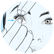 Graphic of preparation steps for contact lens inserting