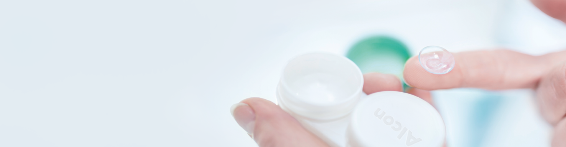 Contact lens on finger