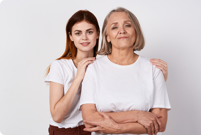 Smiling mother with her daughter