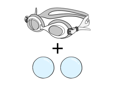 Swimming goggle and contact lens graphics