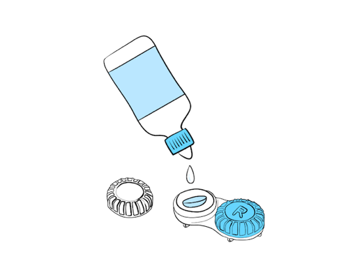 Bottle and packaging for contact lenses