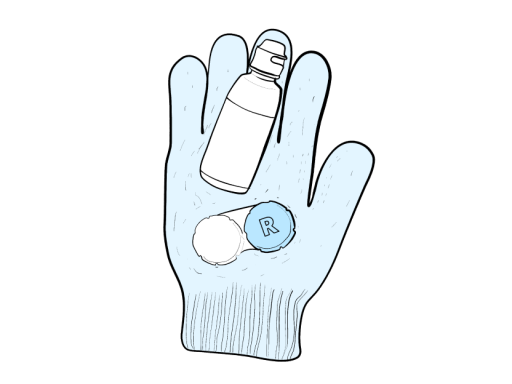 Winter glove with contact lens box