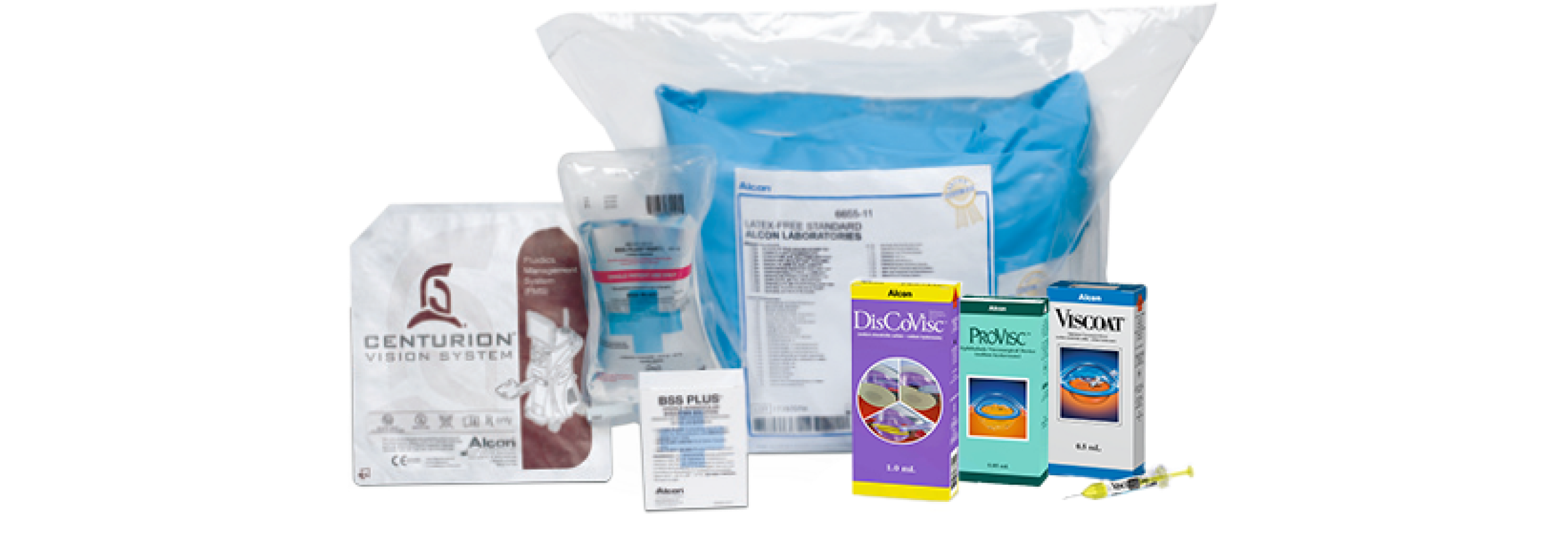 An product shot of the disposables that may be included in the Alcon Custom-Pak.