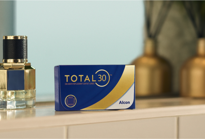 TOTAL30 contact lens pack in bathroom vanity