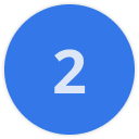 Blauw cirkelpictogram met het cijfer 2 in het midden, dat de tweede stap in een proces aangeeft