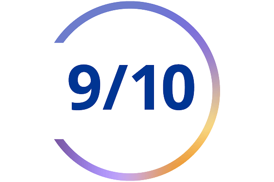 Graphique circulaire indiquant « 9/10 »