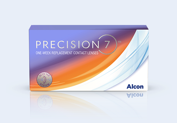 Boîte de lentilles de contact hebdomadaires PRECISION7® d’Alcon, avec le système ACTIV-FLO® pour un confort durable et une vision nette.