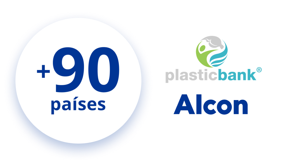 Ninety countries Alcon and plasticbank logo