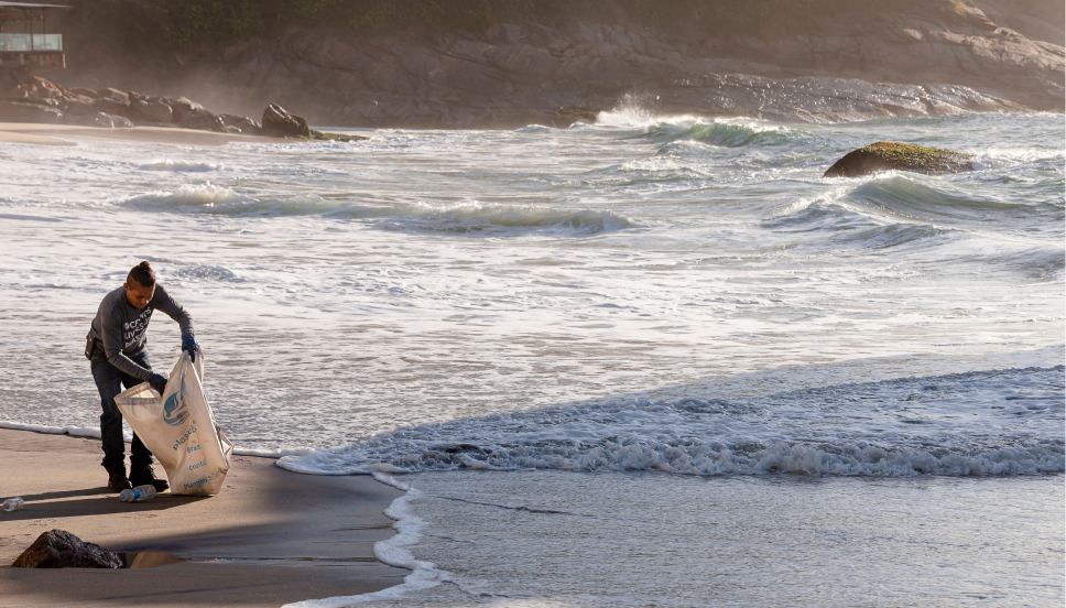 Person cleaning the beach