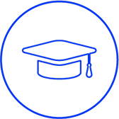 Blue cap icon in a circle