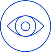 Blue eye icon in a circle