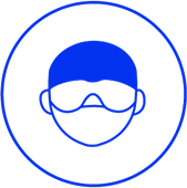 Blue face icon in a circle
