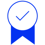 Checkmark icon in a blue circle