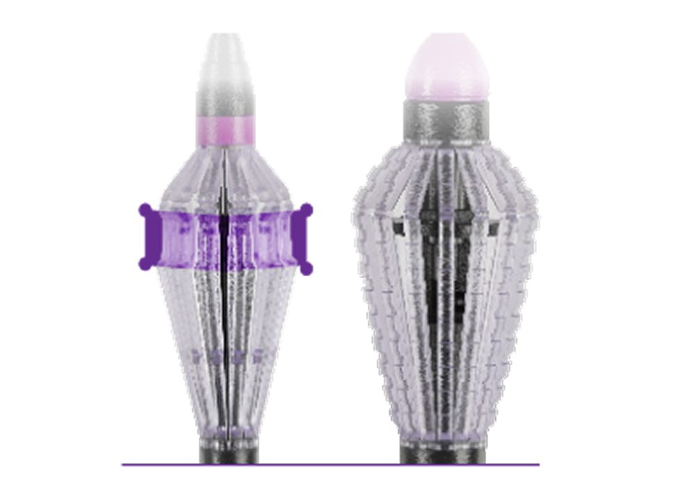 Close up of two FINESSE REFLEX handles, one of the handles has a positioning groove. 