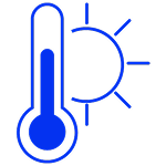 Thermometer and sun icon