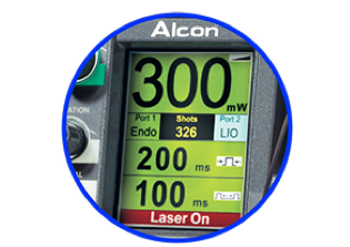 Close up of the PUREPOINT Laser System’s settings screen.