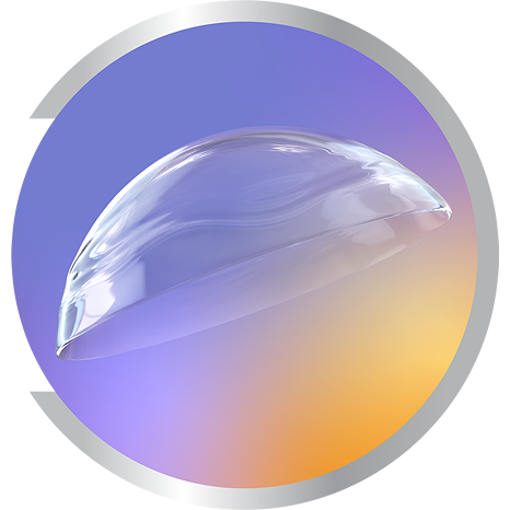 Close-up of a transparent contact lens