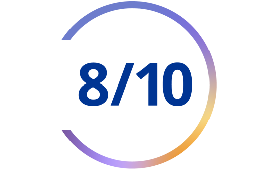 Graphic with text: 8 out of 10
