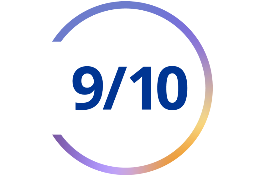 Graphic with text: 9 out of 10