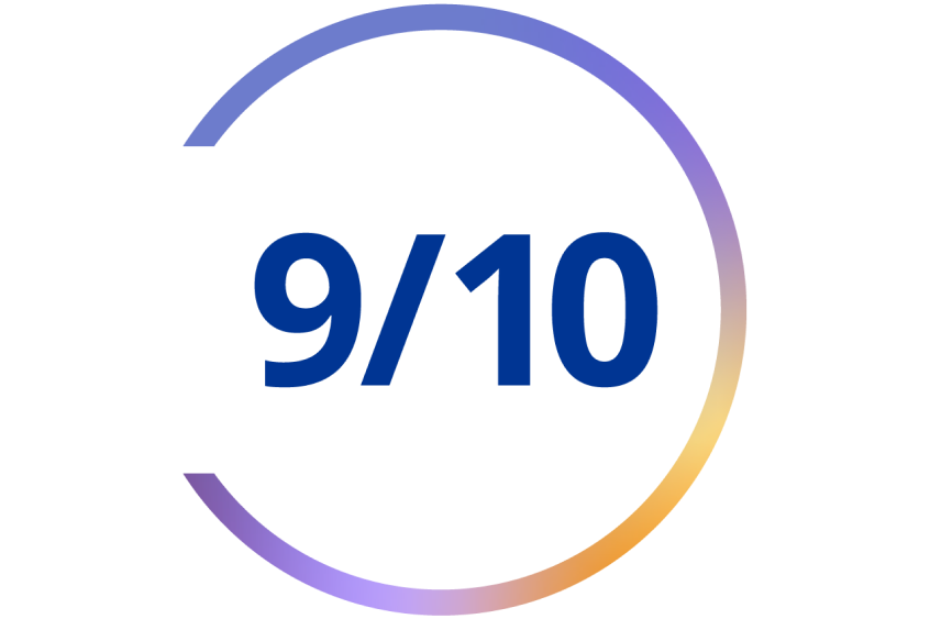 Graphic with text: 9 out of 10