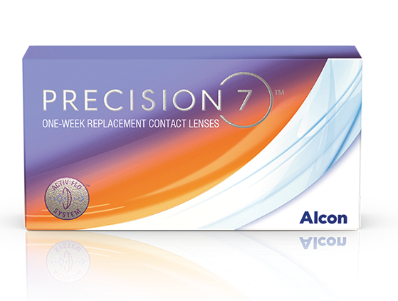 Box of PRECISION1 one-day contact lenses by Alcon, featuring SmartSurface Technology.