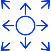 Icon of a small circle with arrows pointing out of it in different directions.