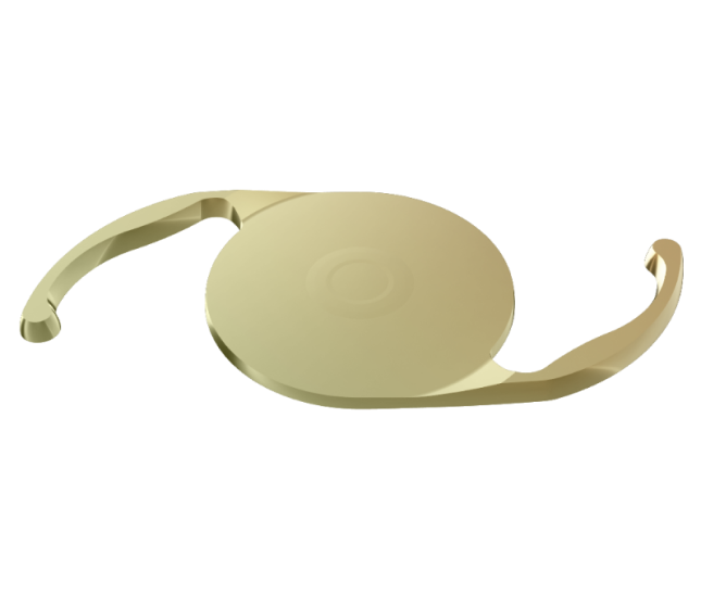 Goldenes, dreidimensionales Bild der AcrySof IQ Vivity® IOL.