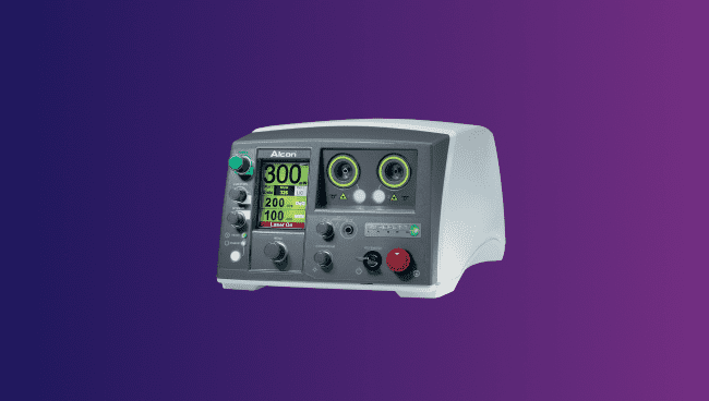 Una imagen del Sistema Laser PUREPOINT. El dispositivo aparece en un fondo morado.