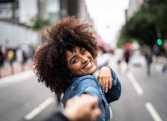 Brunette woman wearing denim