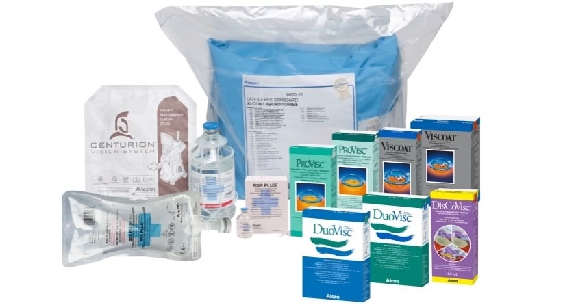 Imagen de productos desechables que se pueden incluir en el Custom-Pak de Alcon.
