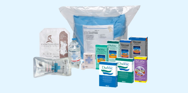 Imagen de productos desechables que se pueden incluir en el Custom-Pak de Alcon.