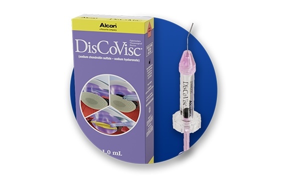 Producto OVD de Alcon y caja de producto.