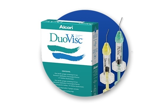 Producto OVD de Alcon y caja de producto.