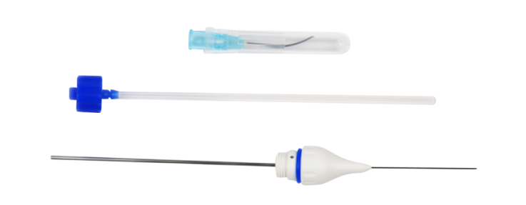 23G anterior vitrectomy disposable tip and anterior vitrectomy consumable displayed beside each other.