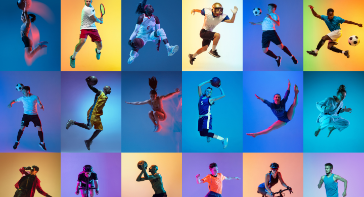 People doing sports on colorfull background