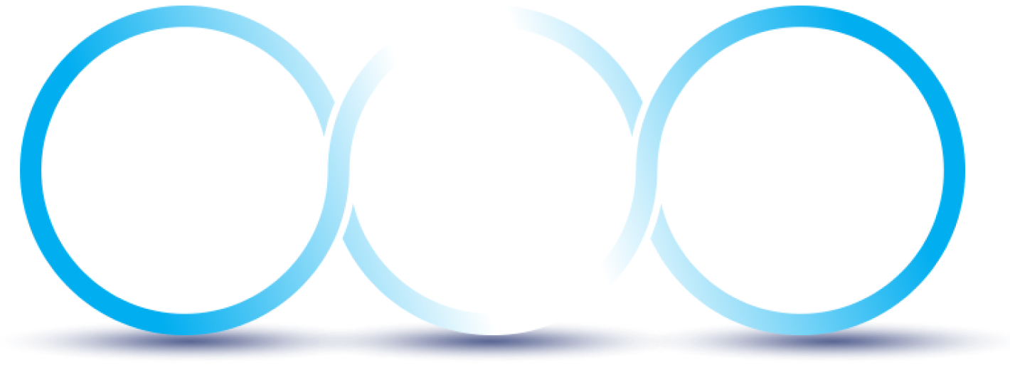3 círculos azules interconectados. Dentro del primero, el texto dice “Pre Faco.” Dentro del círculo del medio, el texto dice “Faco.” Dentro del último círculo, el texto dice “Inyección de LIO.”